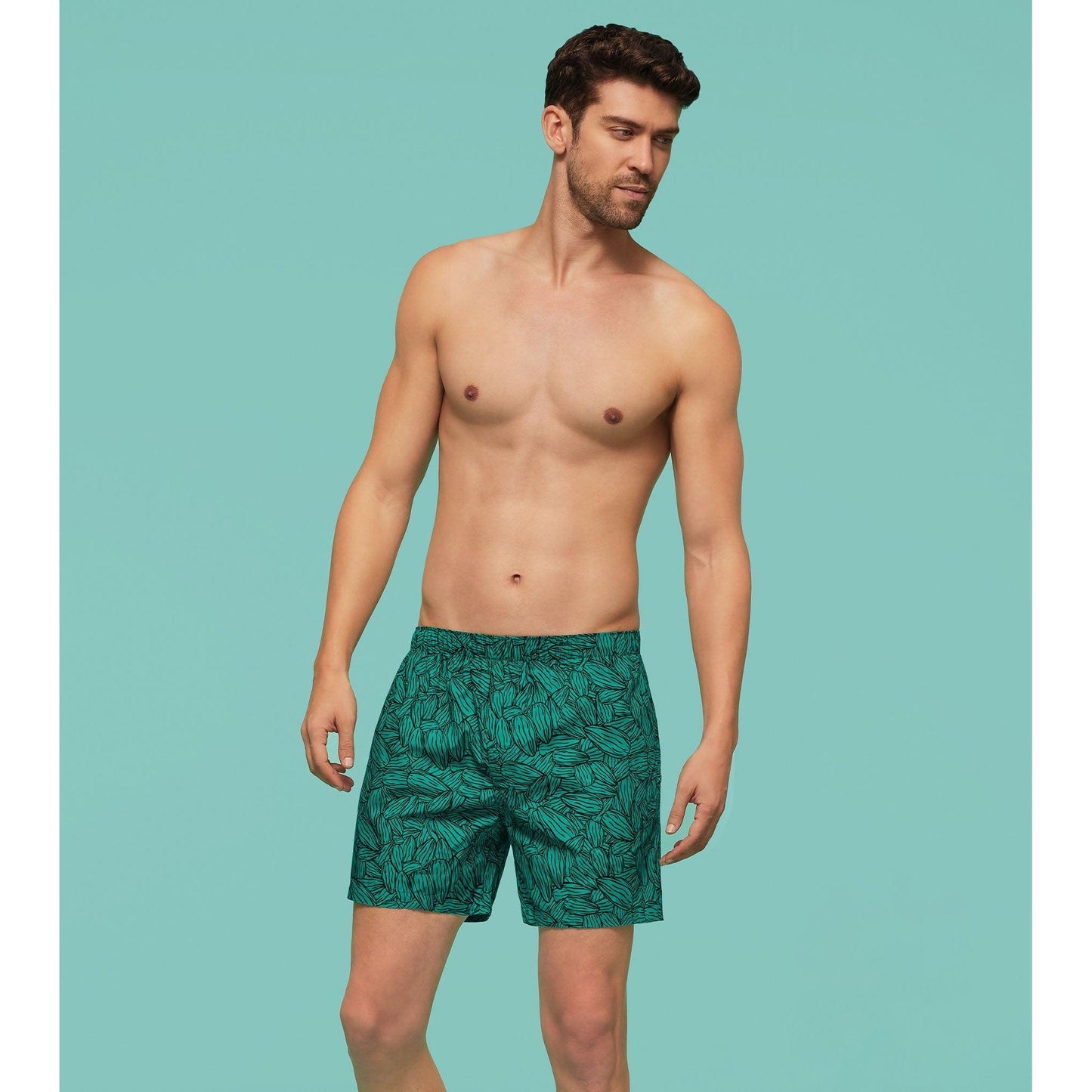PACK OF 2 SUPER COMBED COTTON BOXER SHORTS: ALMOND / STREET LAMP