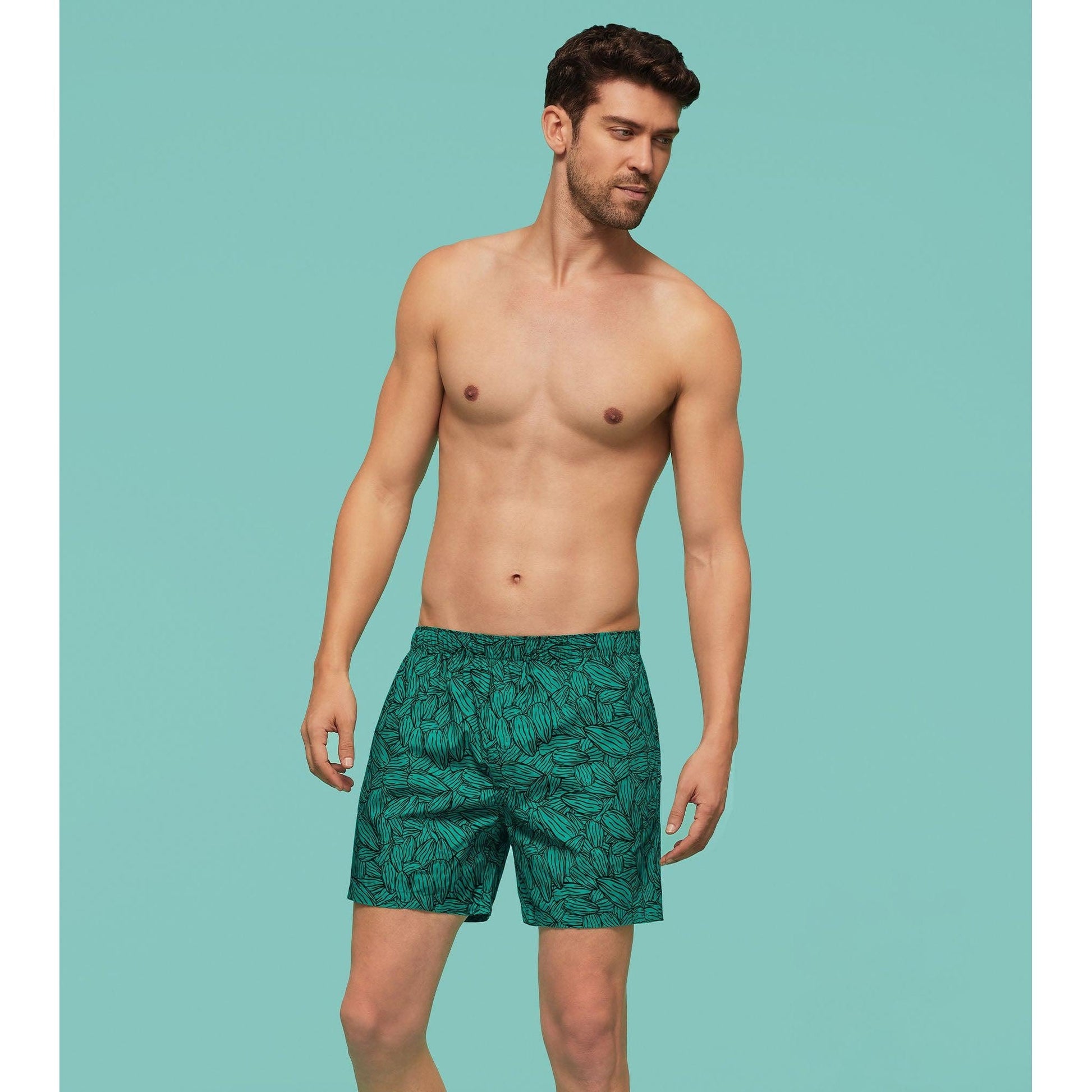 PACK OF 2 SUPER COMBED COTTON BOXER SHORTS: ALMOND / STREET LAMP