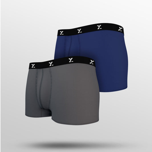 PACK OF 2 TENCEL™ TRUNKS- : ACE CHARCOAL GREY /TWILIGHT BLUE