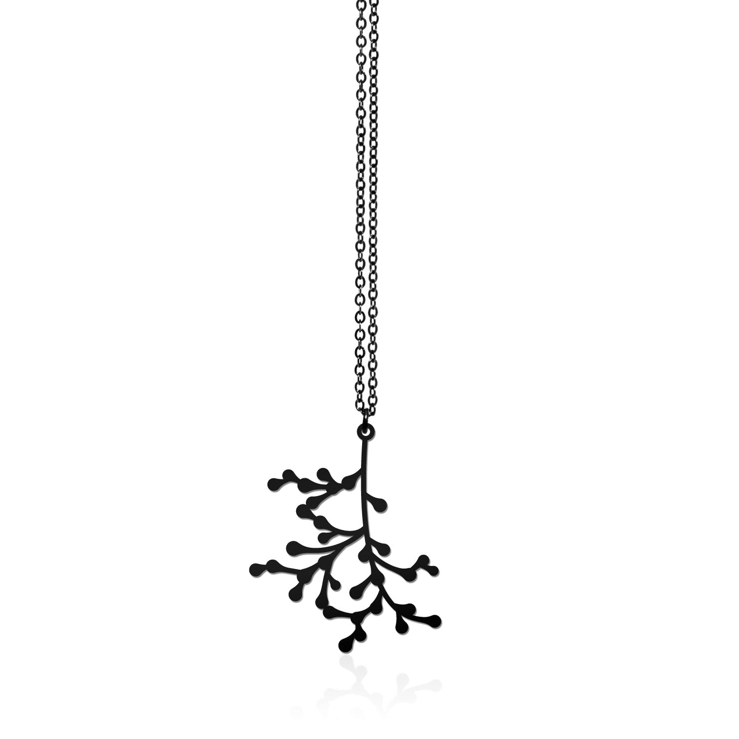 SEEDED EUCALYPTUS PENDANT SMALL BLACK WITH CHAIN