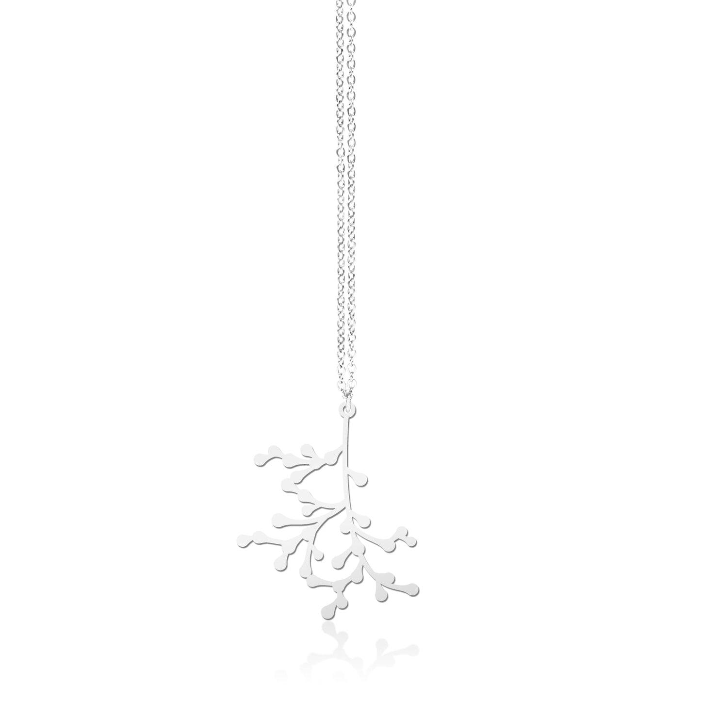 SEEDED EUCALYPTUS PENDANT SMALL SILVER WITH CHAIN