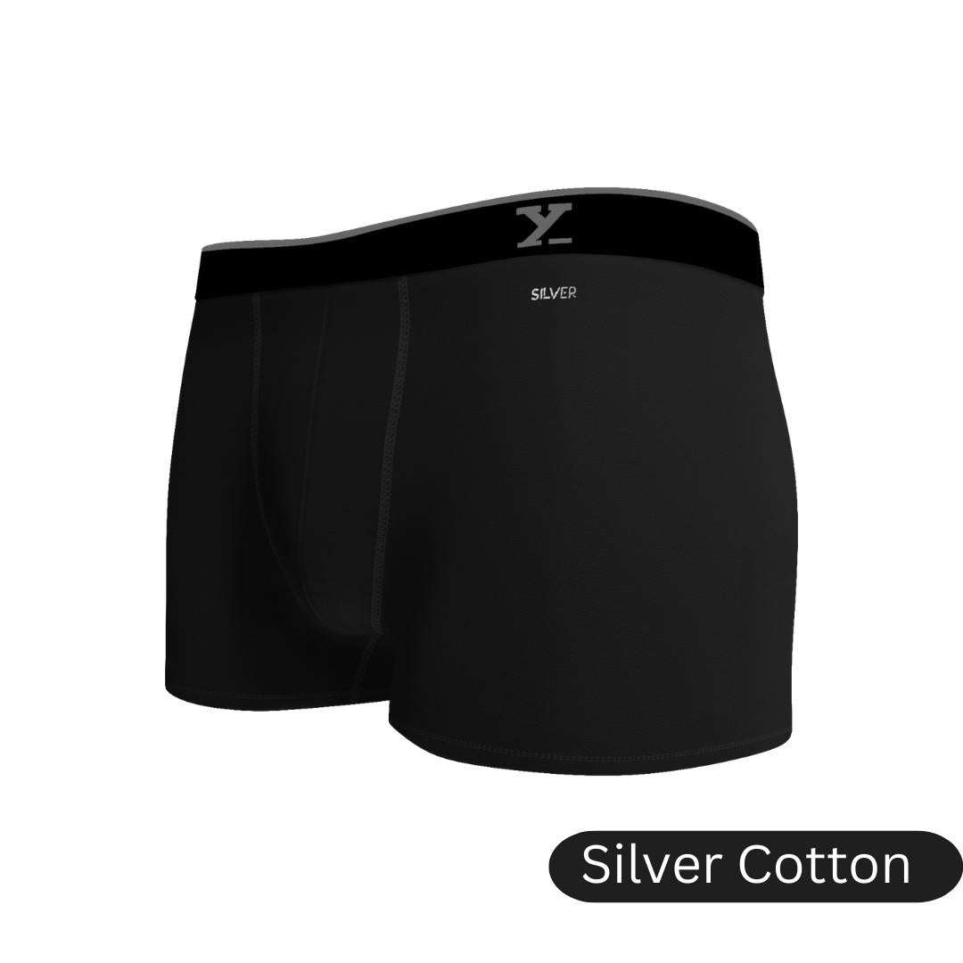 SINGLE - AERO SILVER COTTON TRUNKS HIGH PERFORMANCE BLACK KNIGHT