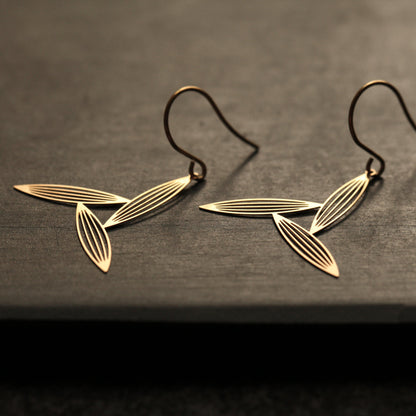 THREE SASAGRASSES EARRINGS SMALL GOLD