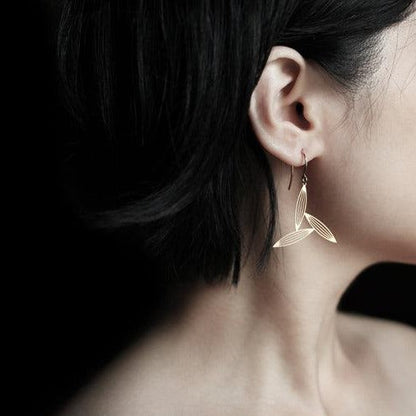 THREE SASAGRASSES EARRINGS SMALL GOLD
