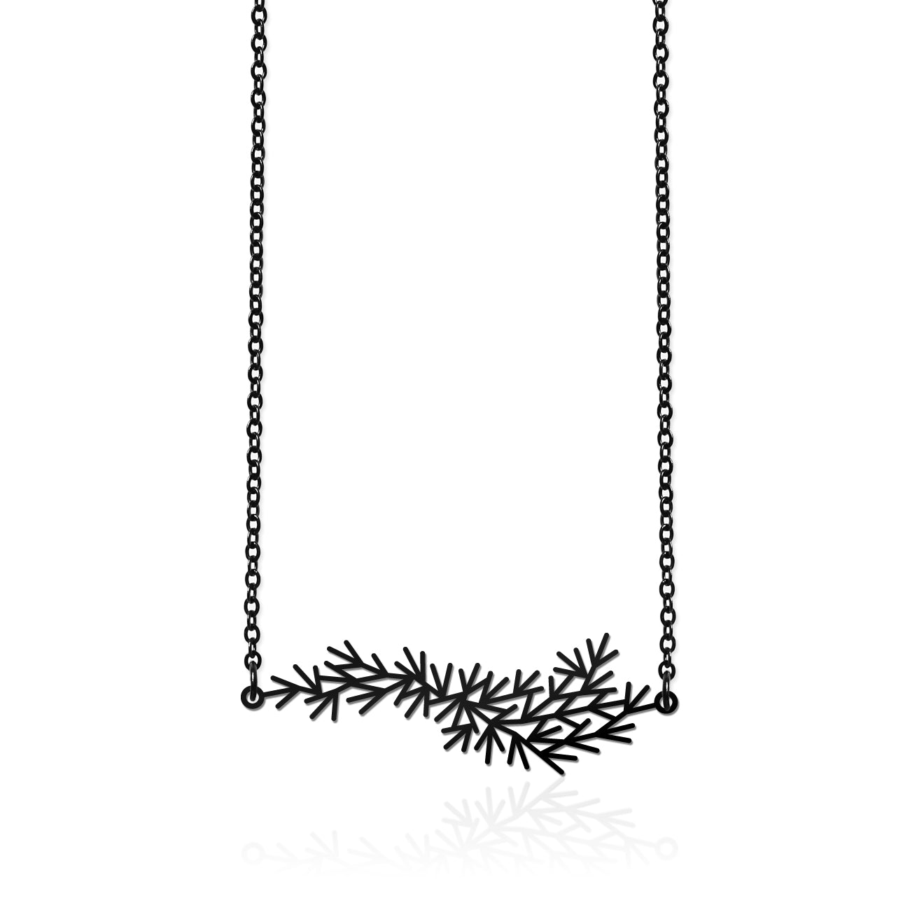 WATERWEEDS PENDANT SMALL BLACK WITH CHAIN